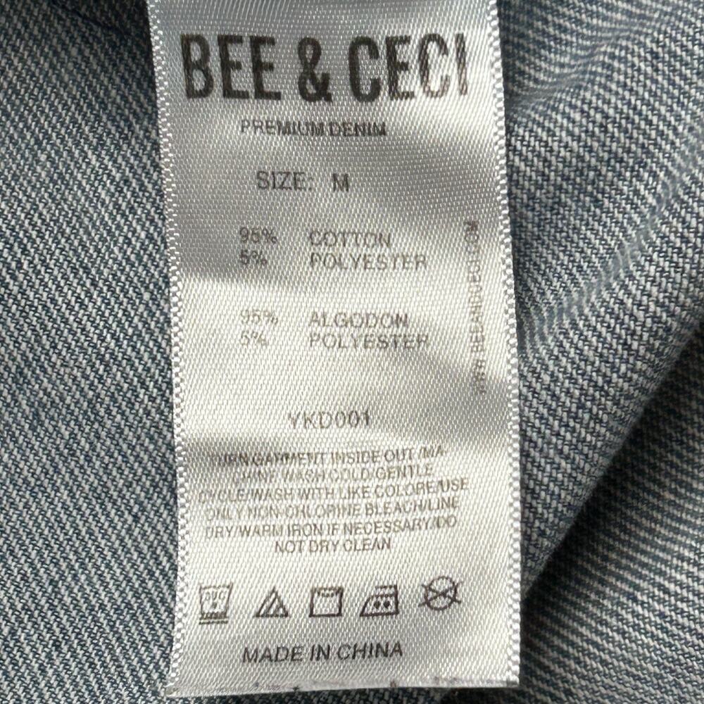 Bee & Ceci Size M Oversized Distressed Sequin Embroidered Jean Jacket - Picture 8 of 8